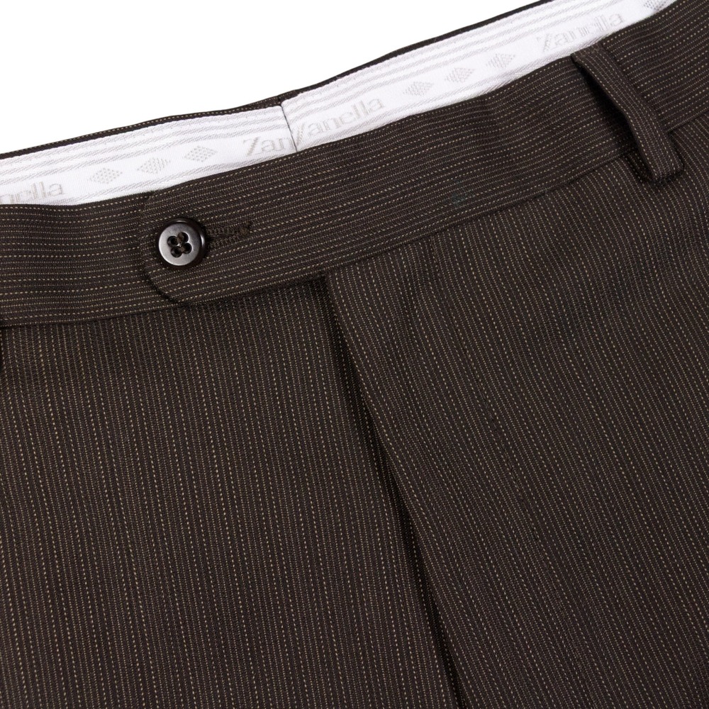 Zanella Benny Dress Pants Mens 35 Brown 100% Virgin Wool Italy Cuffed Trousers
